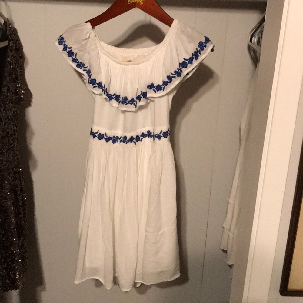 The Jetset Diaries White and Blue Mini Dress